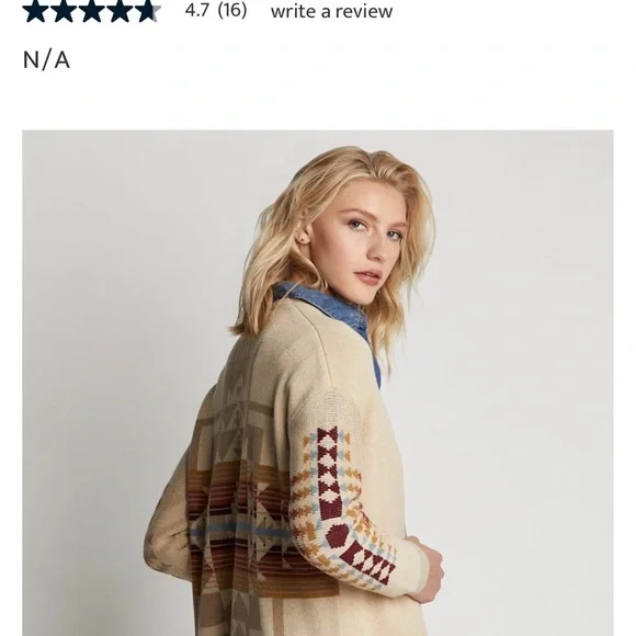 Pendleton Tan Southwestern Pattern Cardigan - Picture 2 of 9